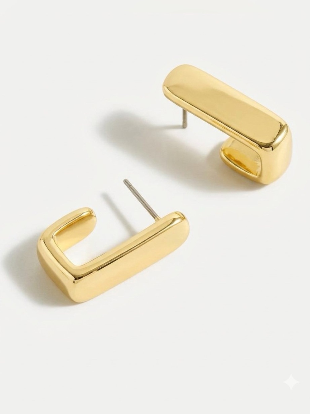 NWT J.Crew Flat Link Hoop Earrings Polished Gold Tone AW909 Minimalist Rare